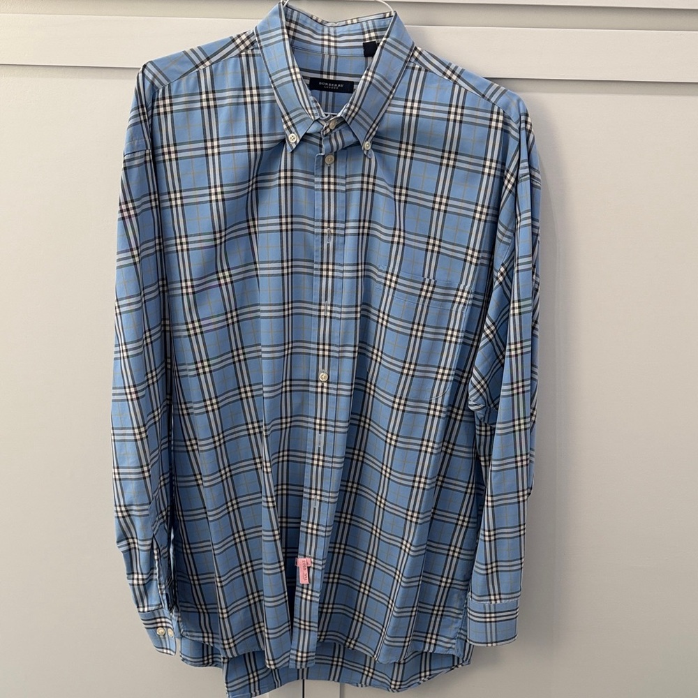 Burberry London Nova Check Button Down Shirt | Blue Plaid | Men’s XXL | Vintage